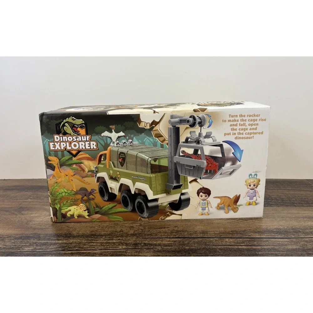 Kids Dinosaur Explorer Kids Toy Playset Figures And Dinosaurs Truck With Cage